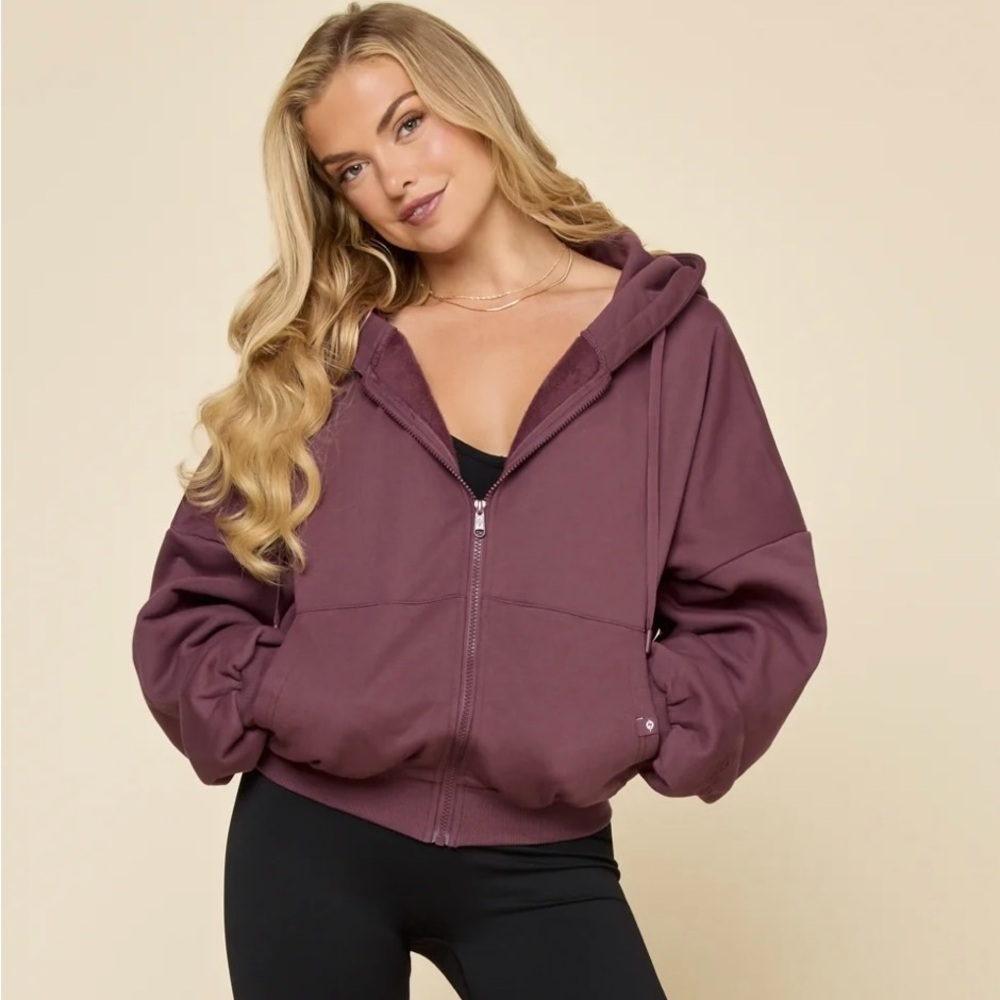 POPFLEX Zip Cloud Deep Plum Hoodie